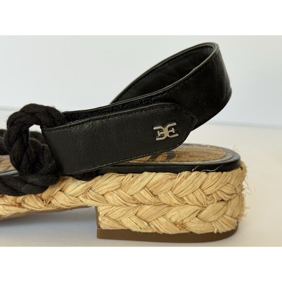 SAM EDELMAN Cristan Black Rope & Leather Strappy Rafia Sandals Size 7 Beachy EUC - Picture 12 of 12